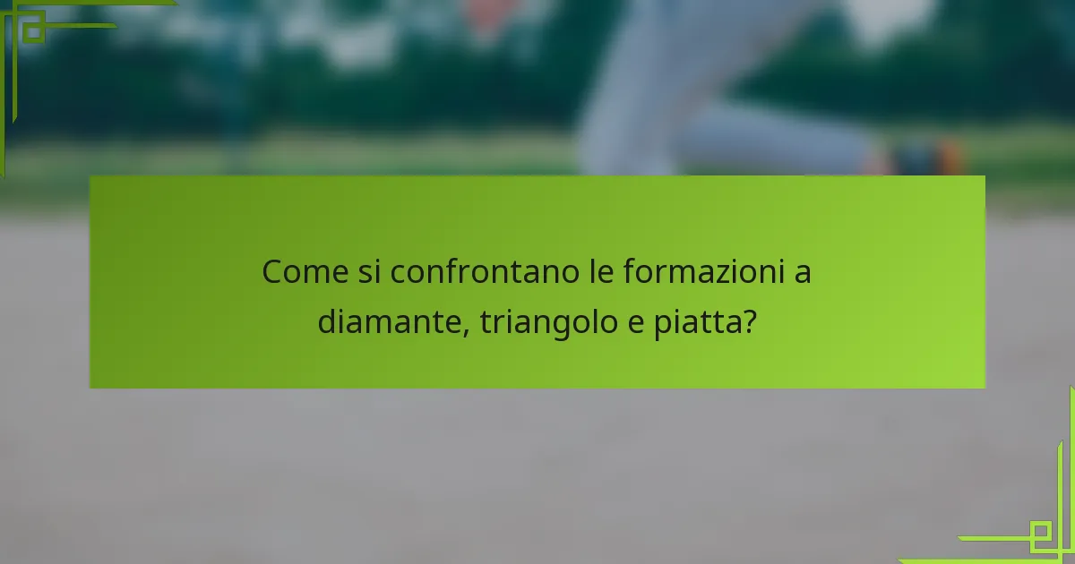 Come si confrontano le formazioni a diamante, triangolo e piatta?